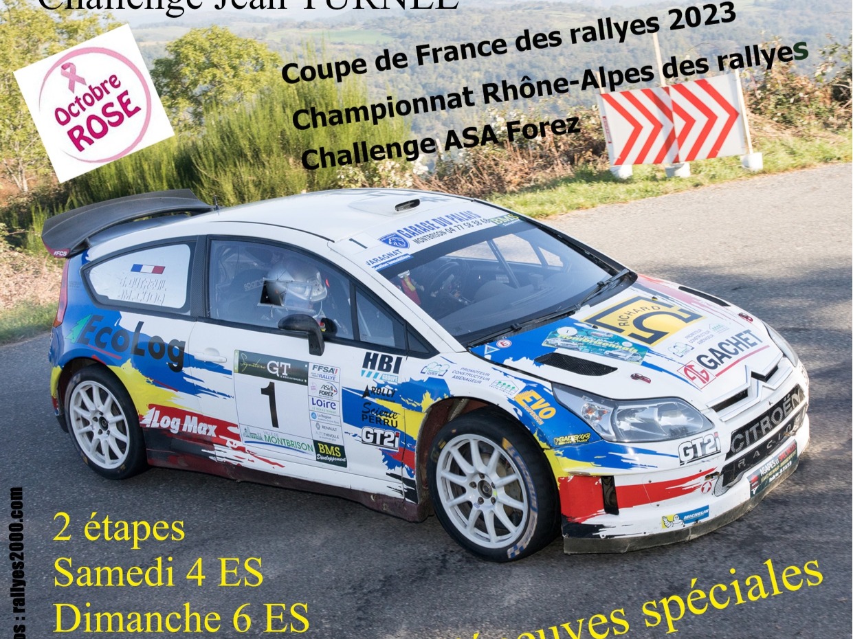 Voiture de rallye en épreuve spéciale lors du Rallye du Montbrisonnais organisé par l'ASA du Forez